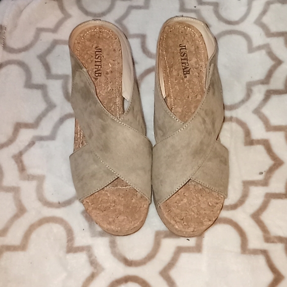 NWOT Justfab heel slip on. Brushed suede - Picture 2 of 5